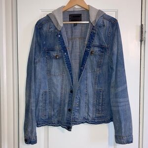 21men Blue Denim Jacket with Gray Hood